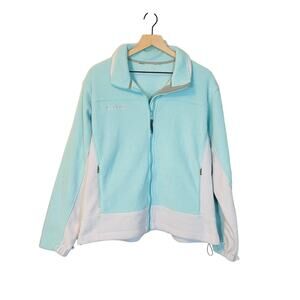 Columbia Seafoam White Colorblock Fleece Full Zip Jacket Fitted Warm Winter XL